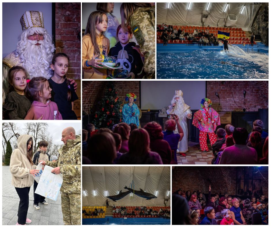 До Дня Святого Миколая та дня ЗСУ Відділення НОК України в Харківській області подбало про свято у дельфінарії  для дітей прикордонників діти прикордонників відвідали дельфінарій